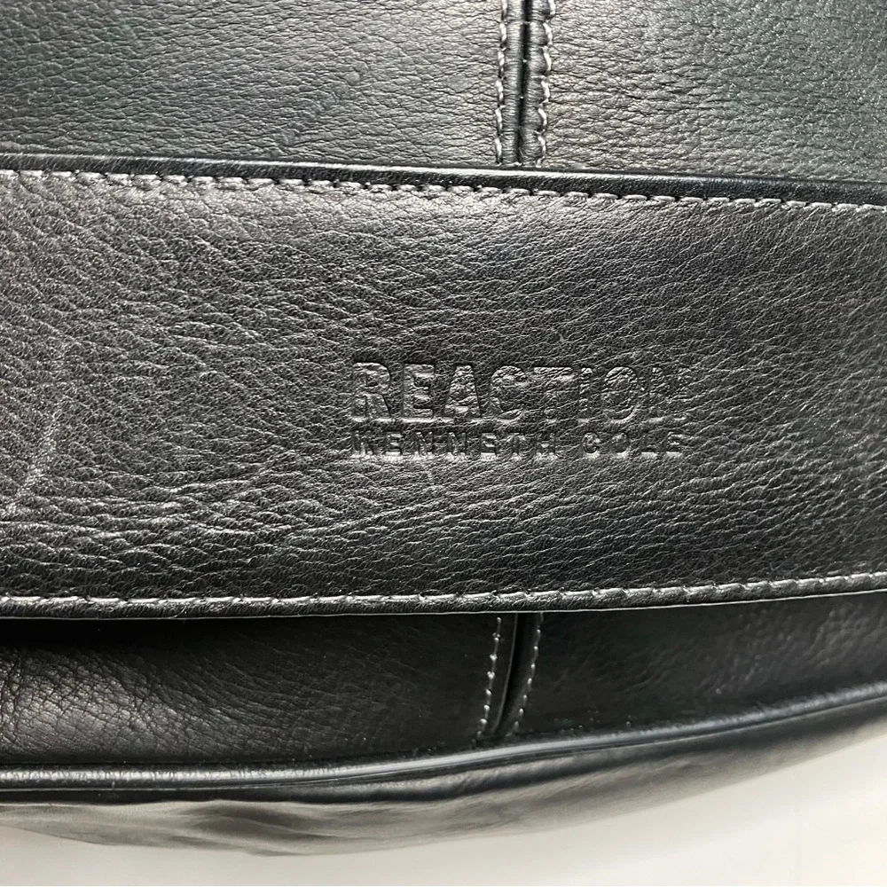 Reaction Kenneth‎ Cole black leather briefcase laptop bag